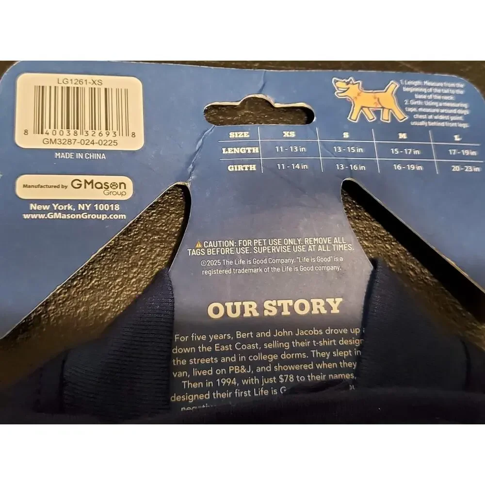 Life Is Good Sunset Lake Dog Pet T-Shirt W/Leash Hole Blue Size XS - NEW W/TAGS
